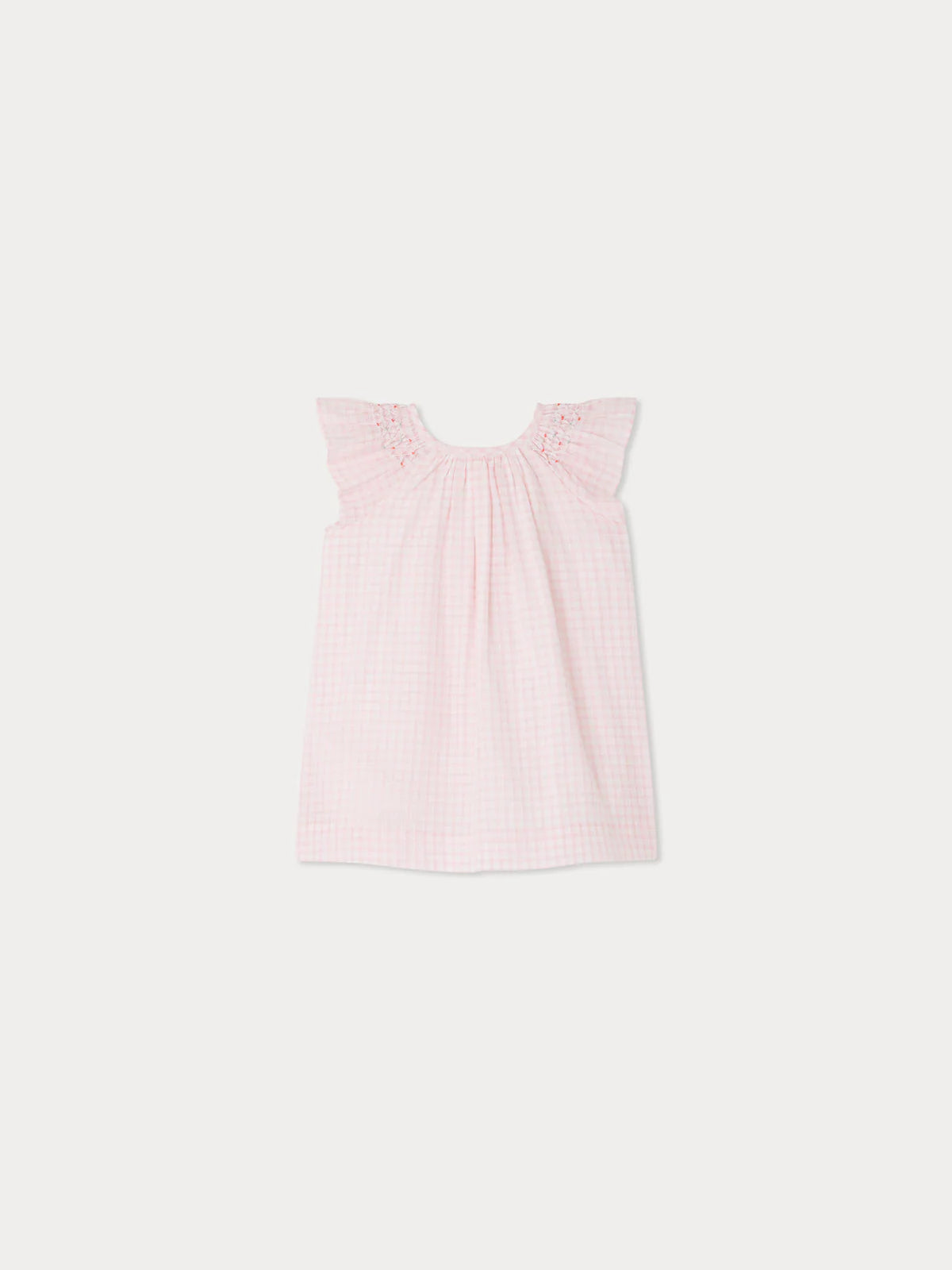 Bonpoint-Carmella dress in smocked and embroidered checks