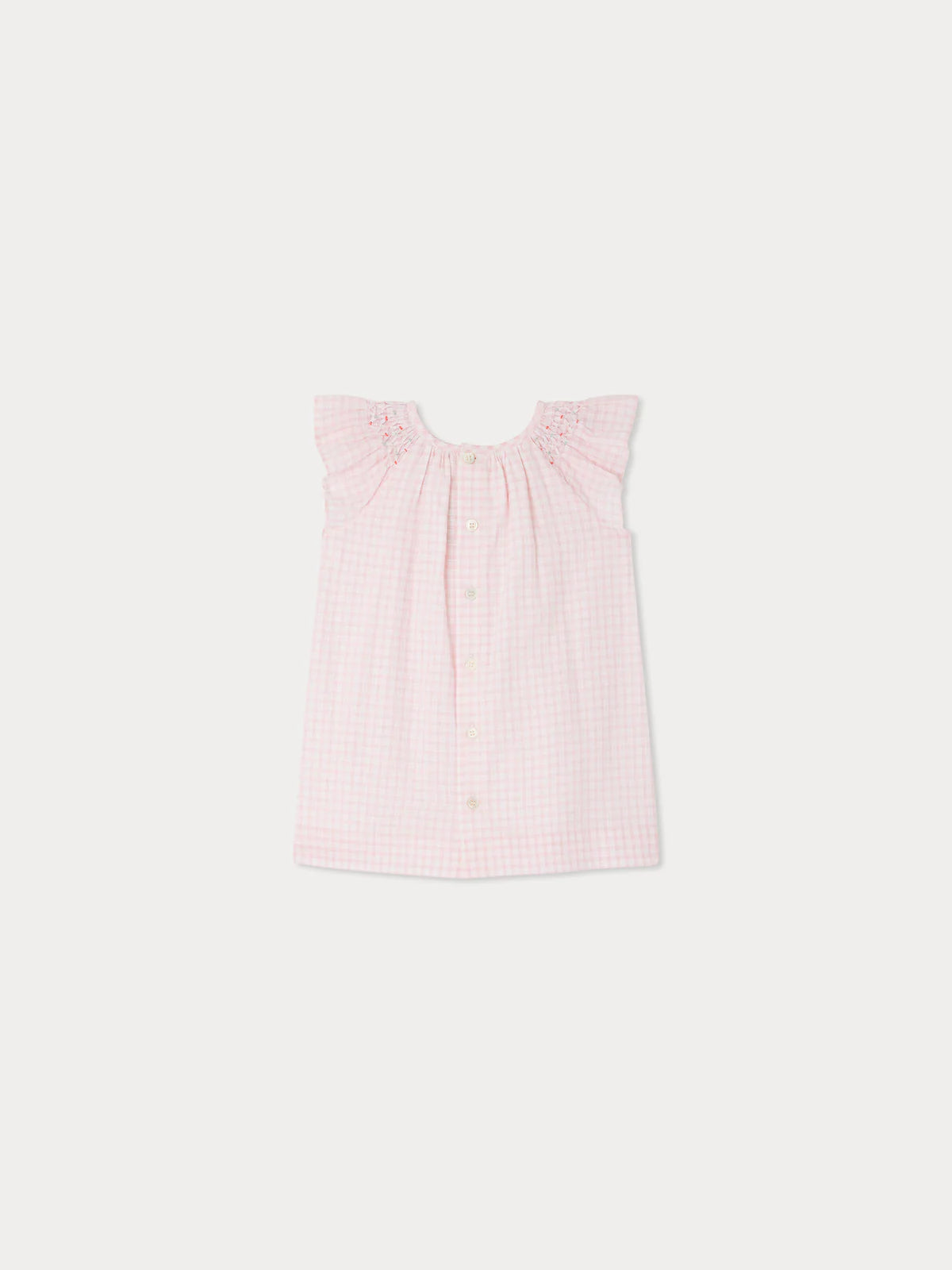 Bonpoint-Carmella dress in smocked and embroidered checks