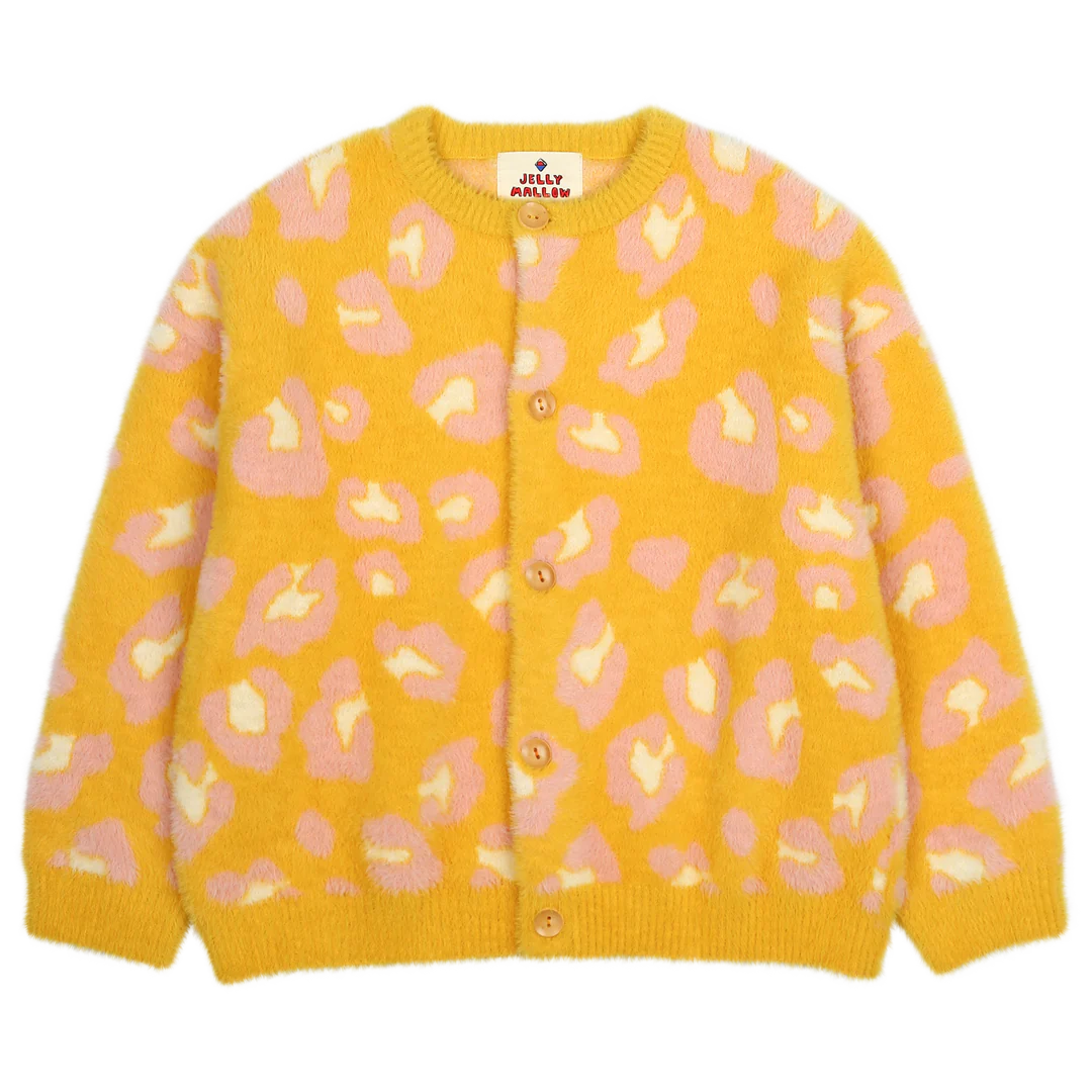 Leopard Pattern Cardigan-Yellow