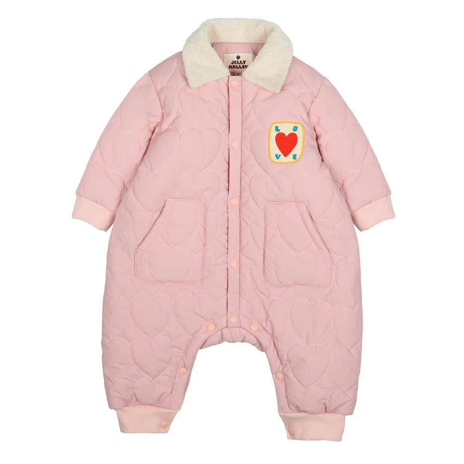 Love Quilted Baby Jumpsuit-Pink