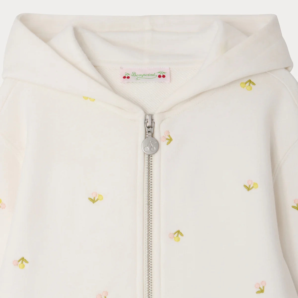 Bonpoint-Talent hoodie embroidered with cherries in organic cotton