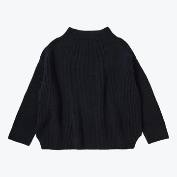 High Neck Sweater-dark navy