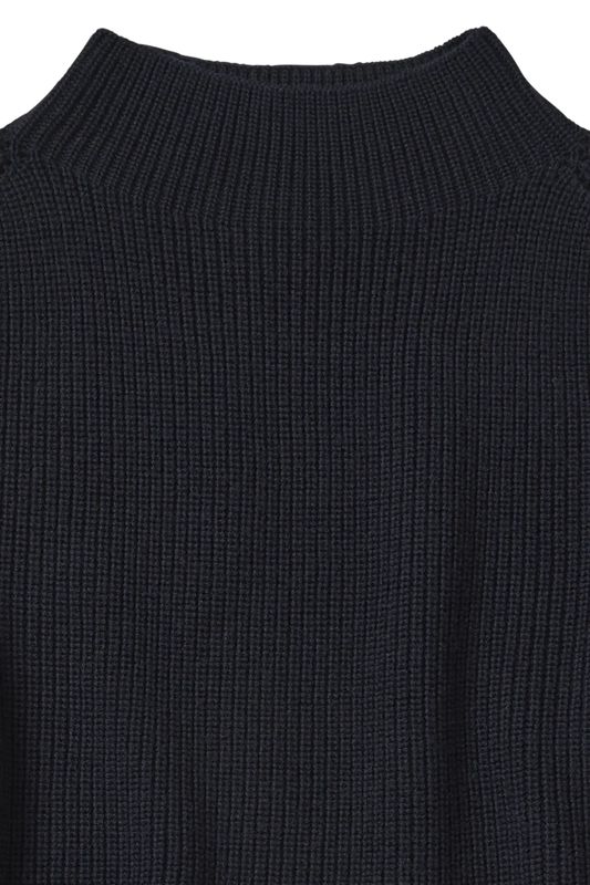 High Neck Sweater-dark navy