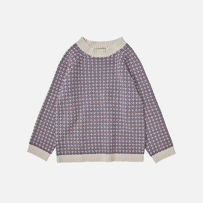 Nordic Sweater-ecru/pond blue/red