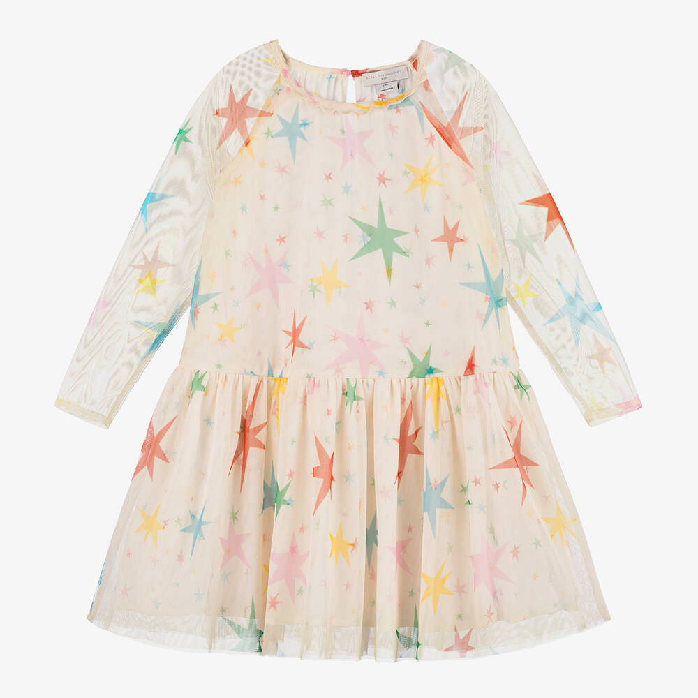 GIRL LS LARGE MULTICOLOR STARS TULLE DRESS