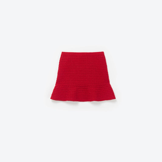 RED TEXTURED KNIT SKIRT