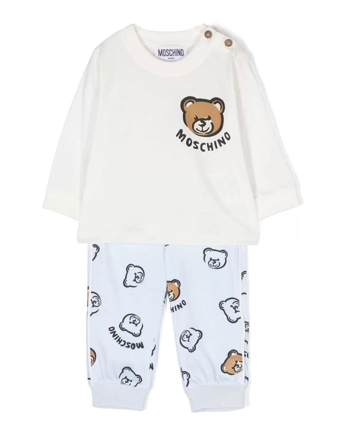 LS TOP AND PANT SET WITH BEAR DETAILS IN BOX - BLUE