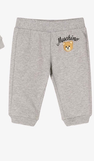 SWEATPANT WITH BEAR AND LOGO DETAIL - GREY