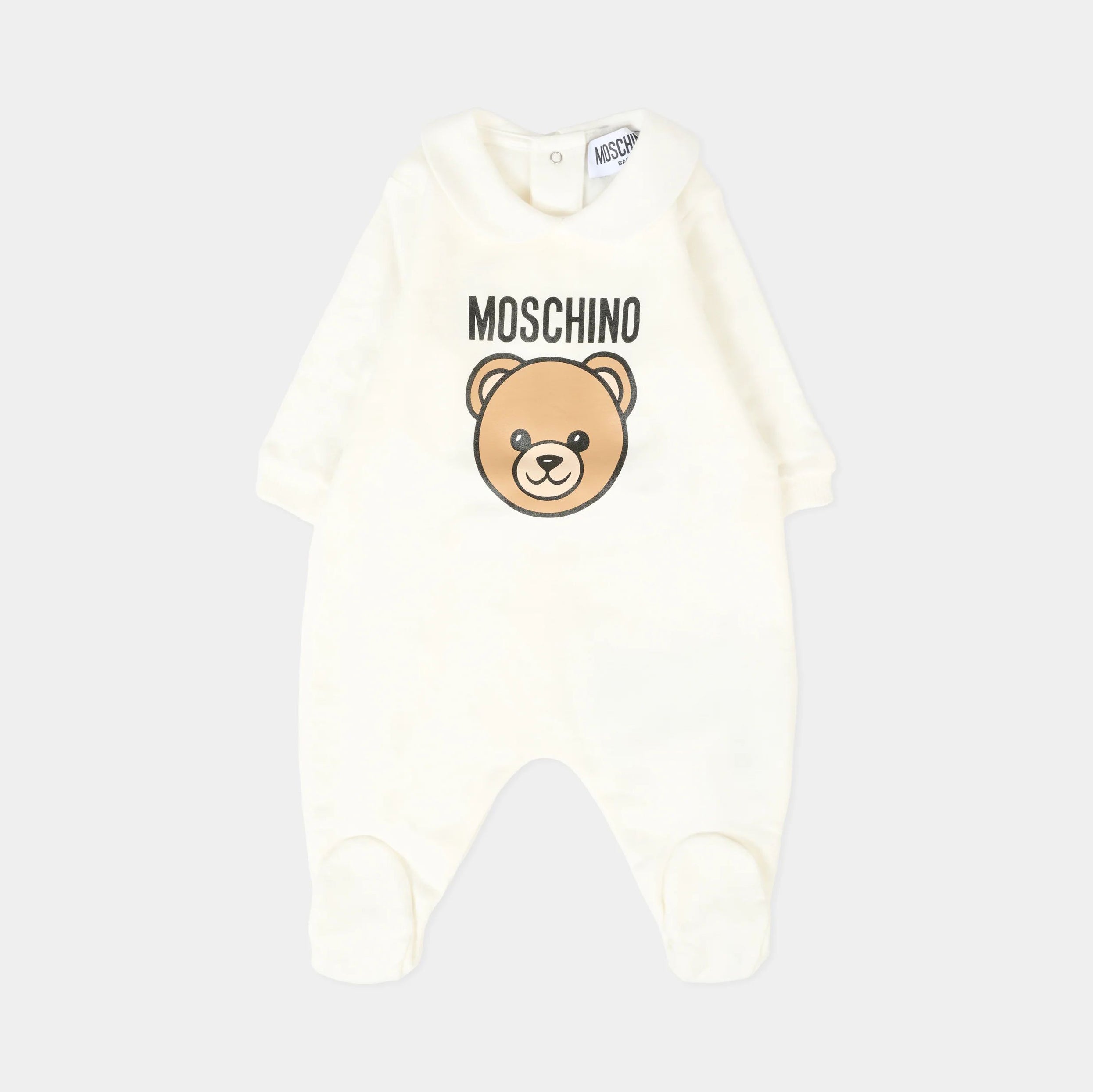 Moschino-Baby Teddy Bear cotton plush romper, hat and bib set