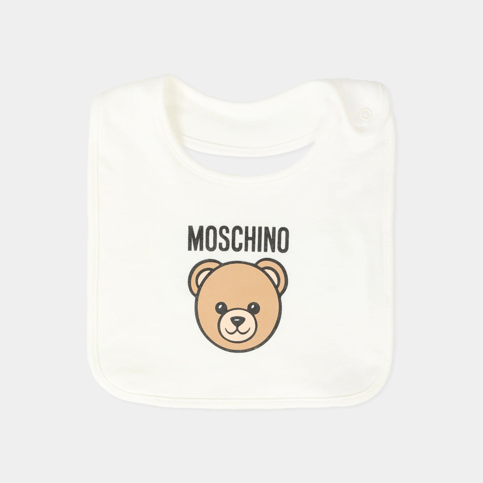 Moschino-Baby Teddy Bear cotton plush romper, hat and bib set