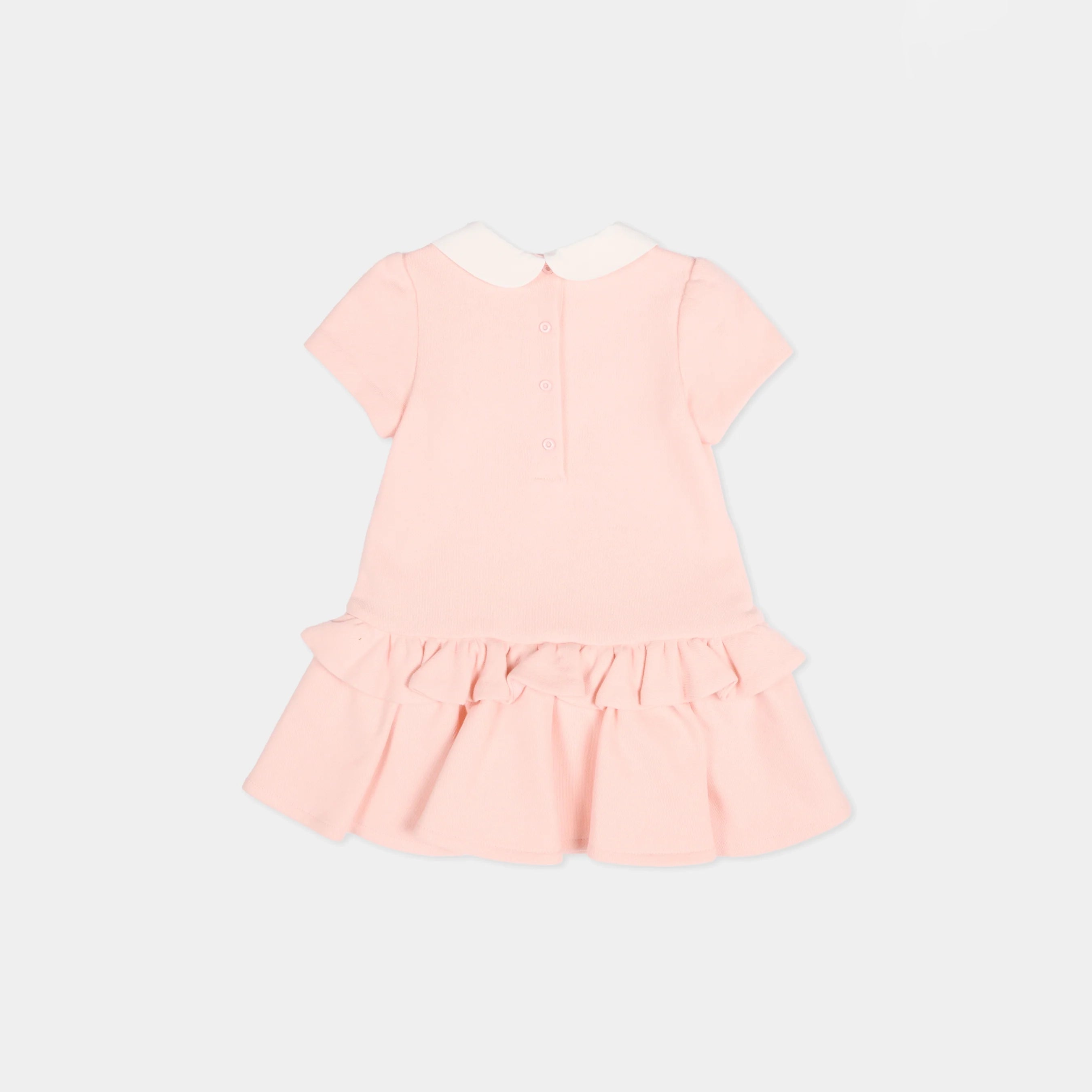 Fendi-Baby Girl SS Ruffled Bottom Dress W Txt Logo Rosa Pny