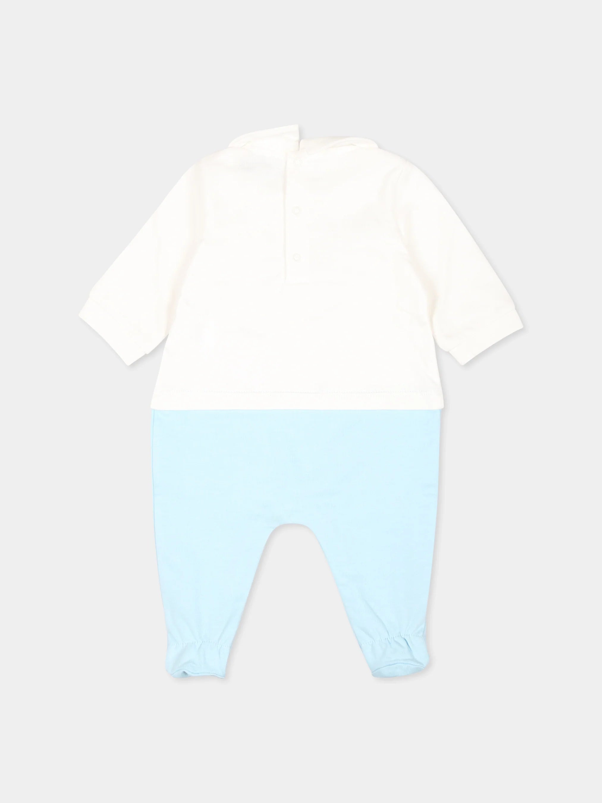 BABY FOOTIE WITH BEAR LOGO PRINT IN GIFT BOX-SKY BLUE