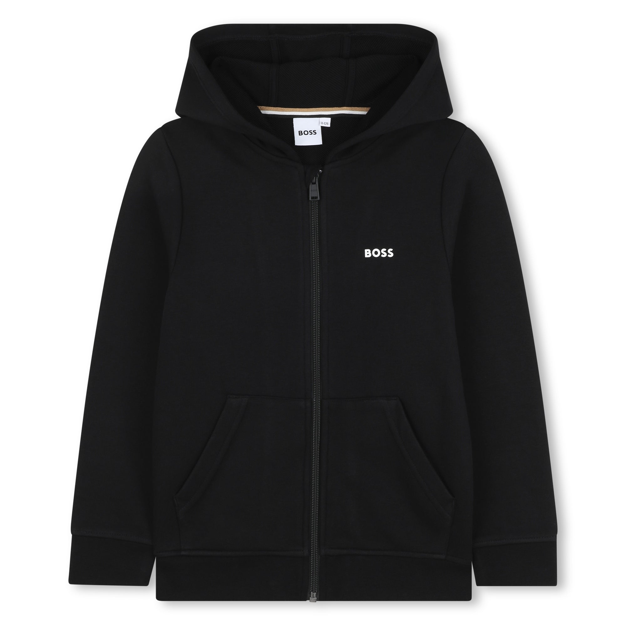 Boss-Black Cotton Printed Logo Hooded Cardigan