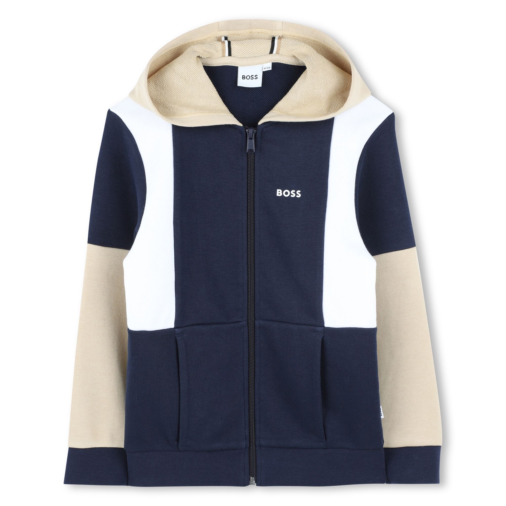 Boss-Navy Cotton Printed Logo Cardigan