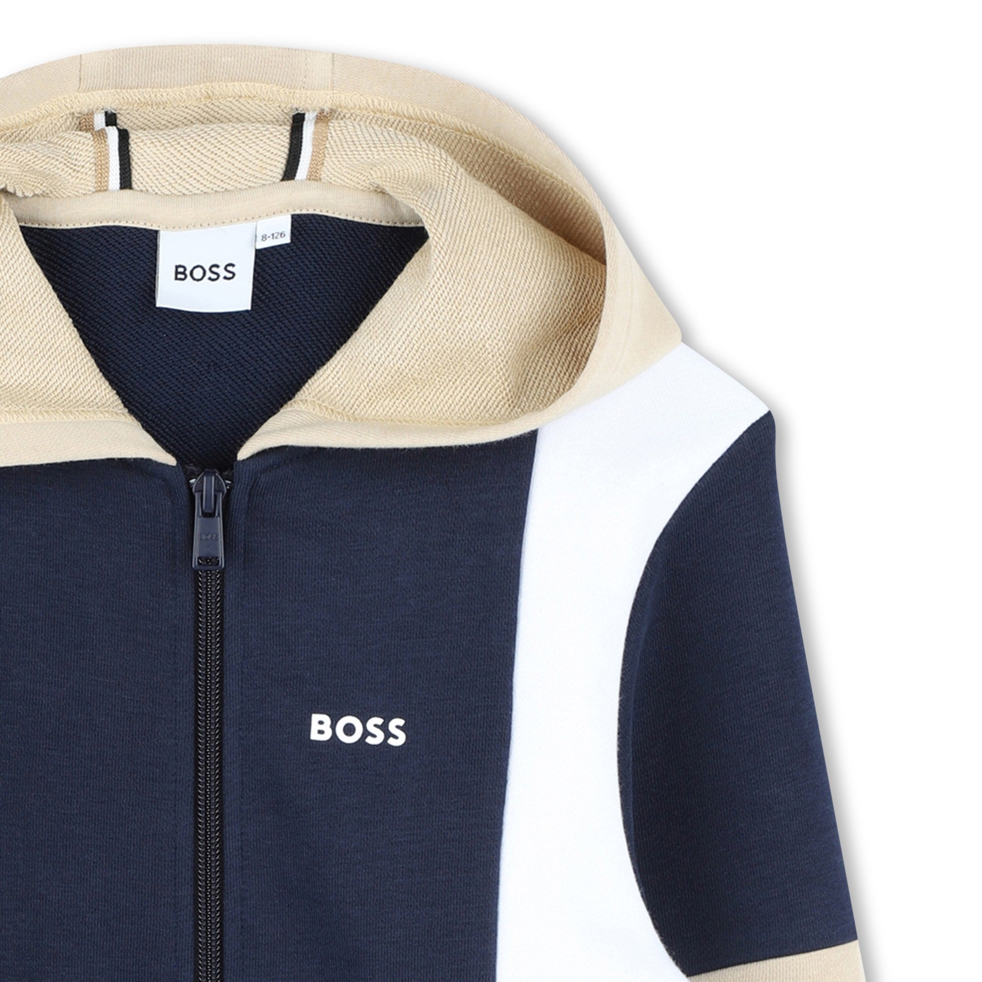 Navy Cotton Printed Logo Cardigan