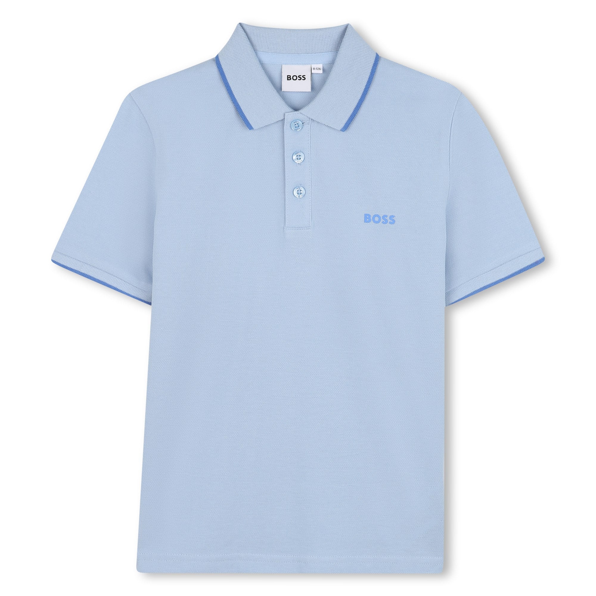 Boss-Blue Cotton Short Sleeve Polo Shirt