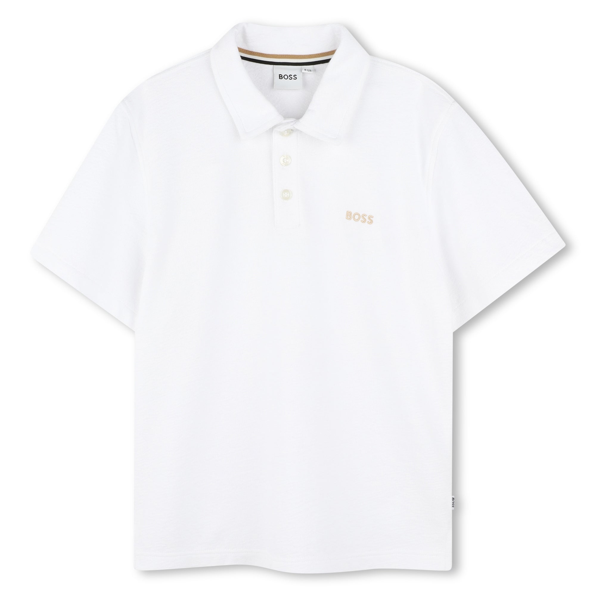 Boss-White Cotton Short Sleeve Polo Shirt