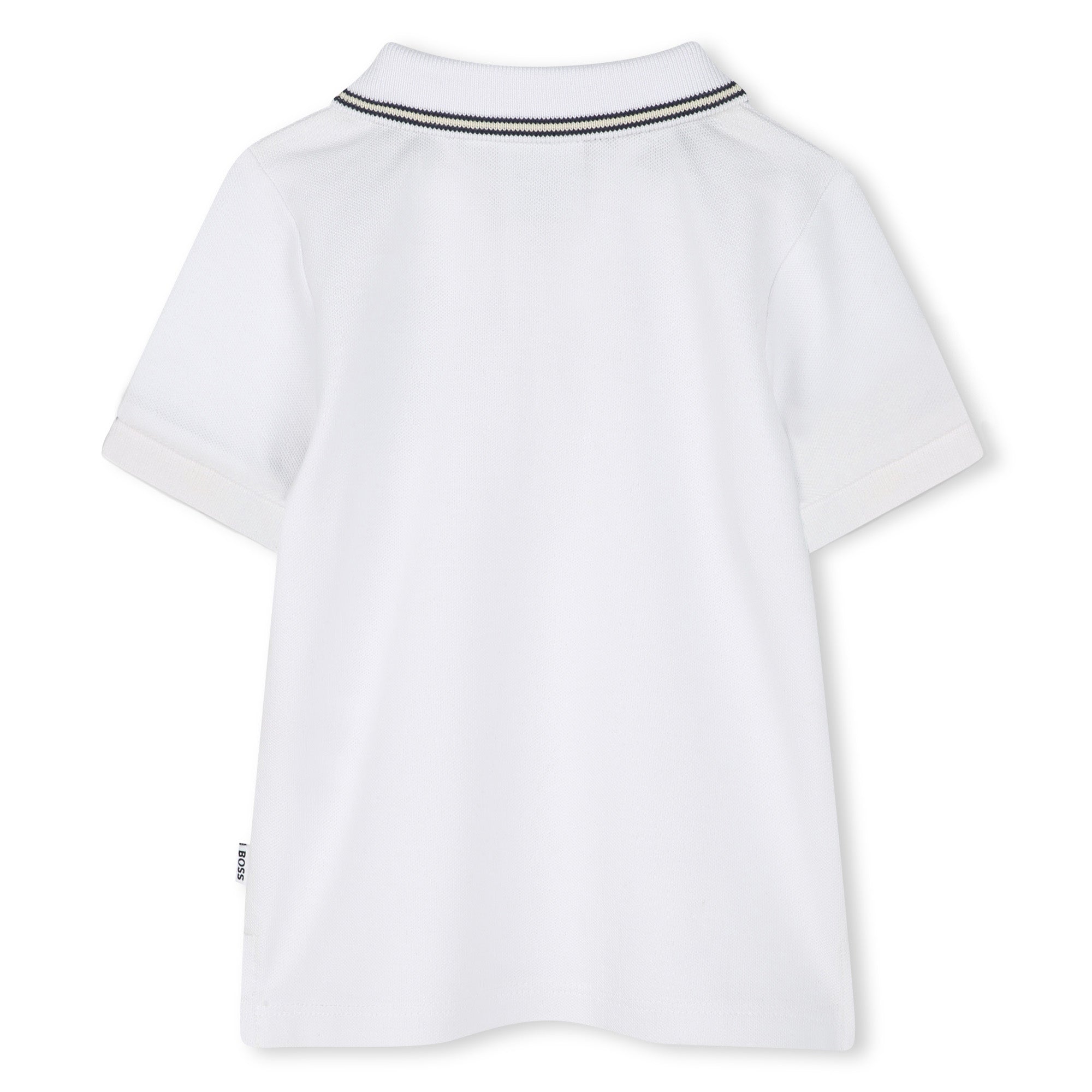 Boss-Baby White Printed Logo Cotton Short Sleeve Polo Shirt