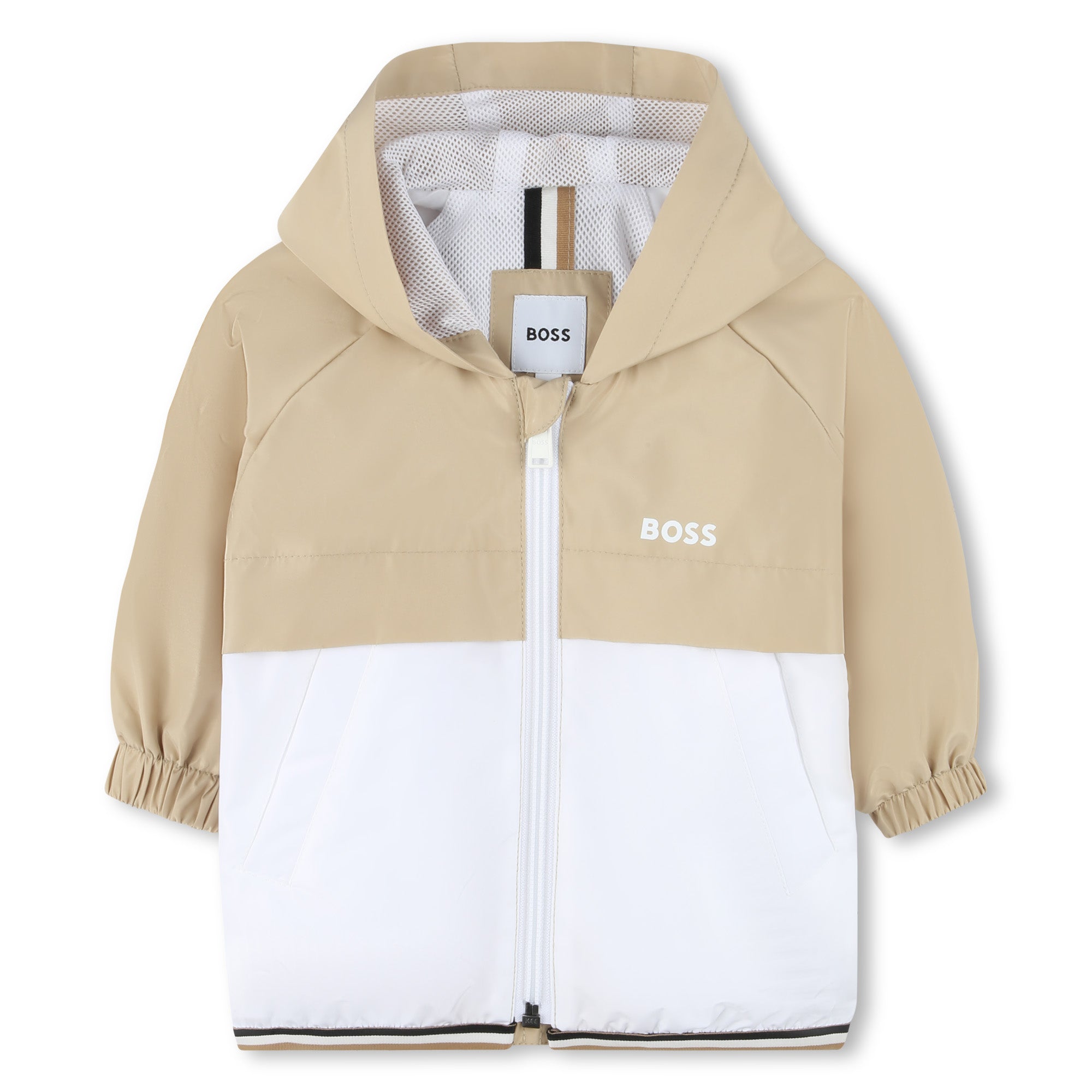 Boss-Baby Khaki Printed Logo Hooded Windbreaker