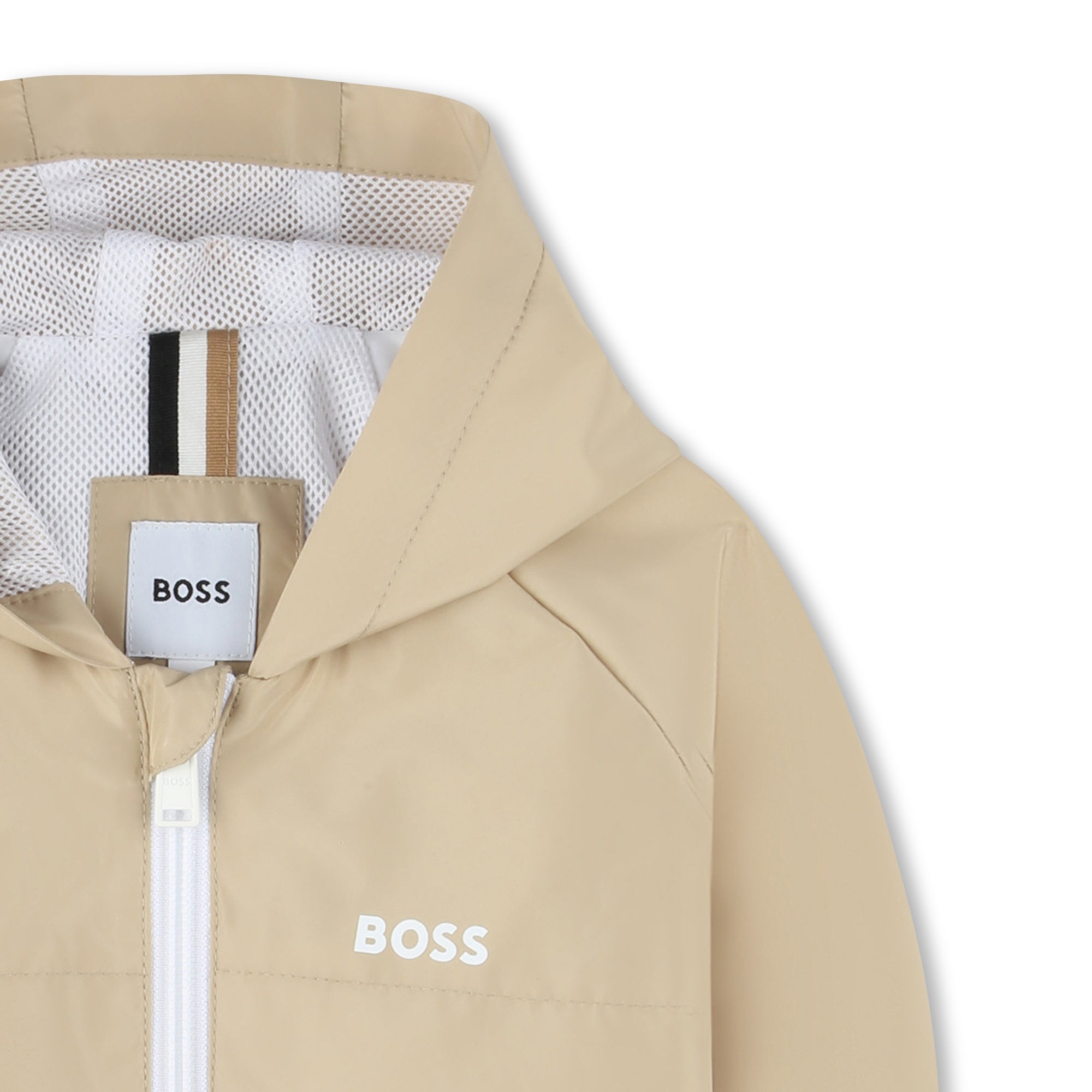 Boss-Baby Khaki Printed Logo Hooded Windbreaker