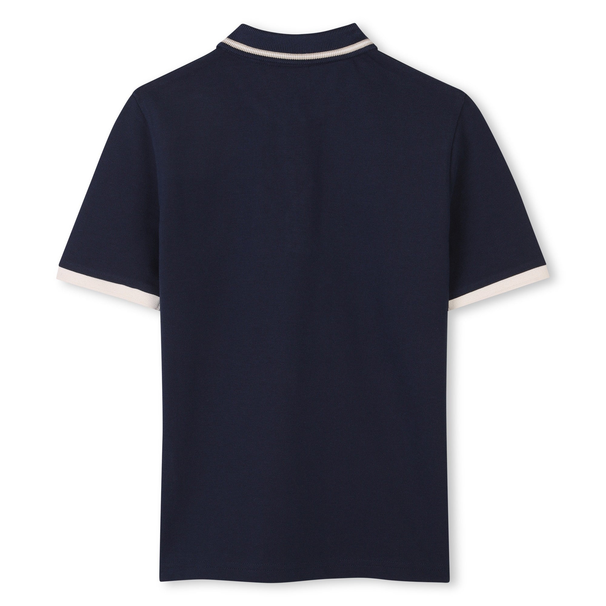 Boss-Navy Printed Logo Cotton Short Sleeve Polo Shirt