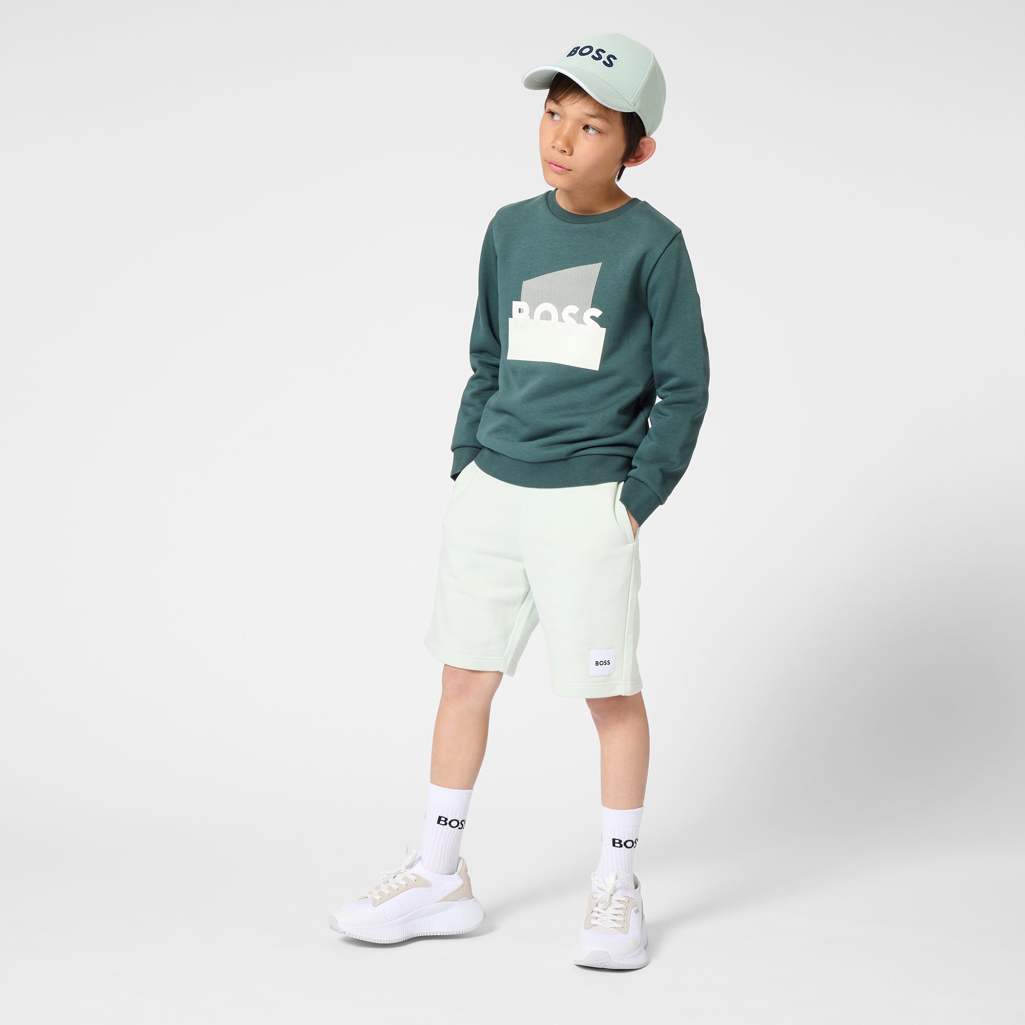 Boss-Jogging Shorts In Fleece Sprout Green