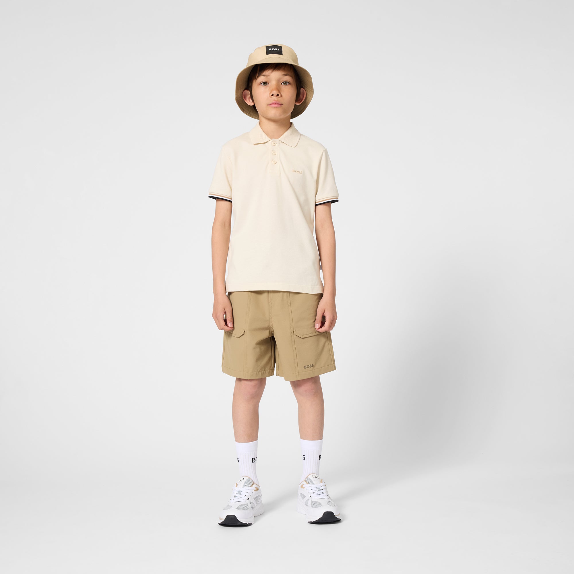 Boss-Cotton-Elastane Pique Polo Shirt Sand