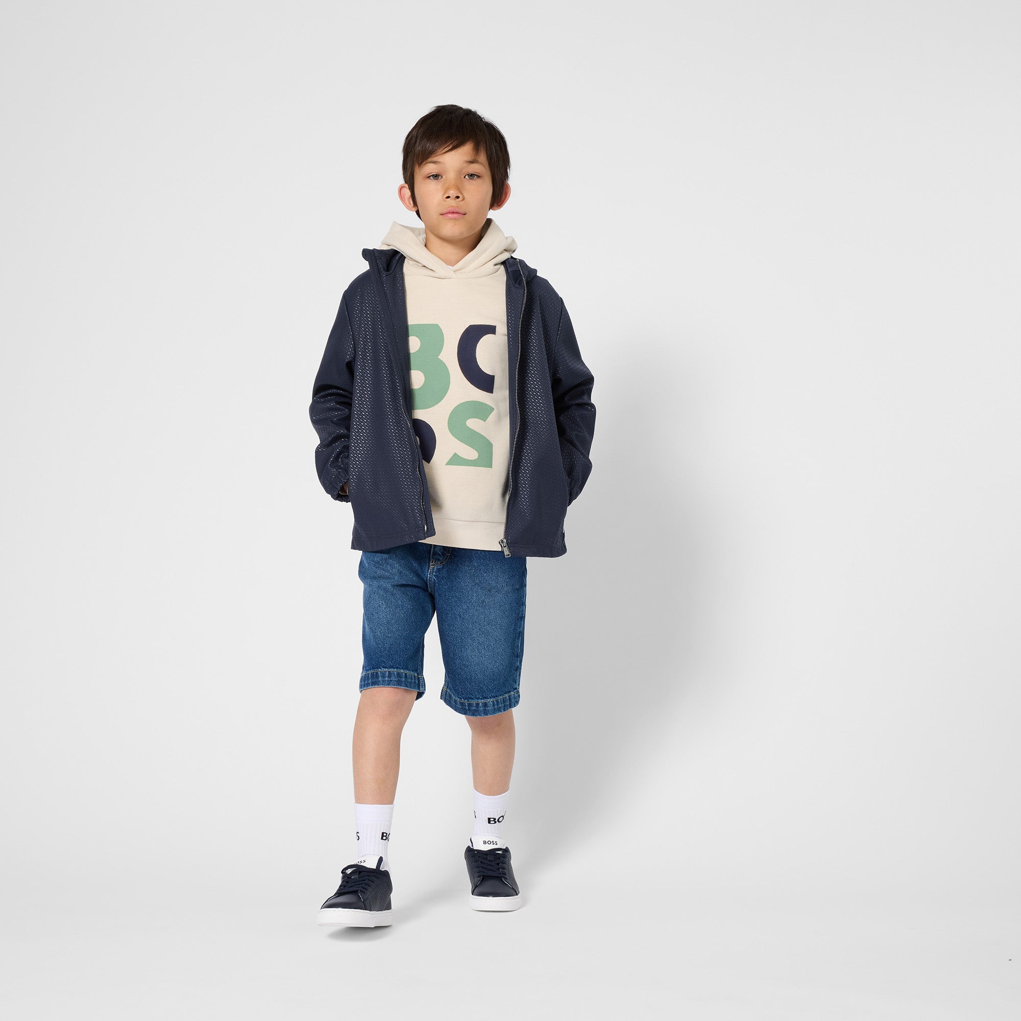 Boss-Hooded Sweatshirt In Fleece Sand
