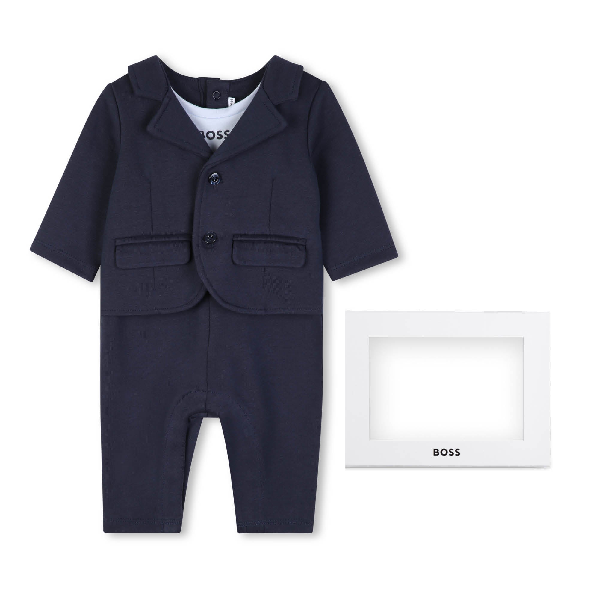 Boss-3-In-1 Effect Suit. Organic Cotton Jersey,2 Fake Flap Pockets On The Front. Navy