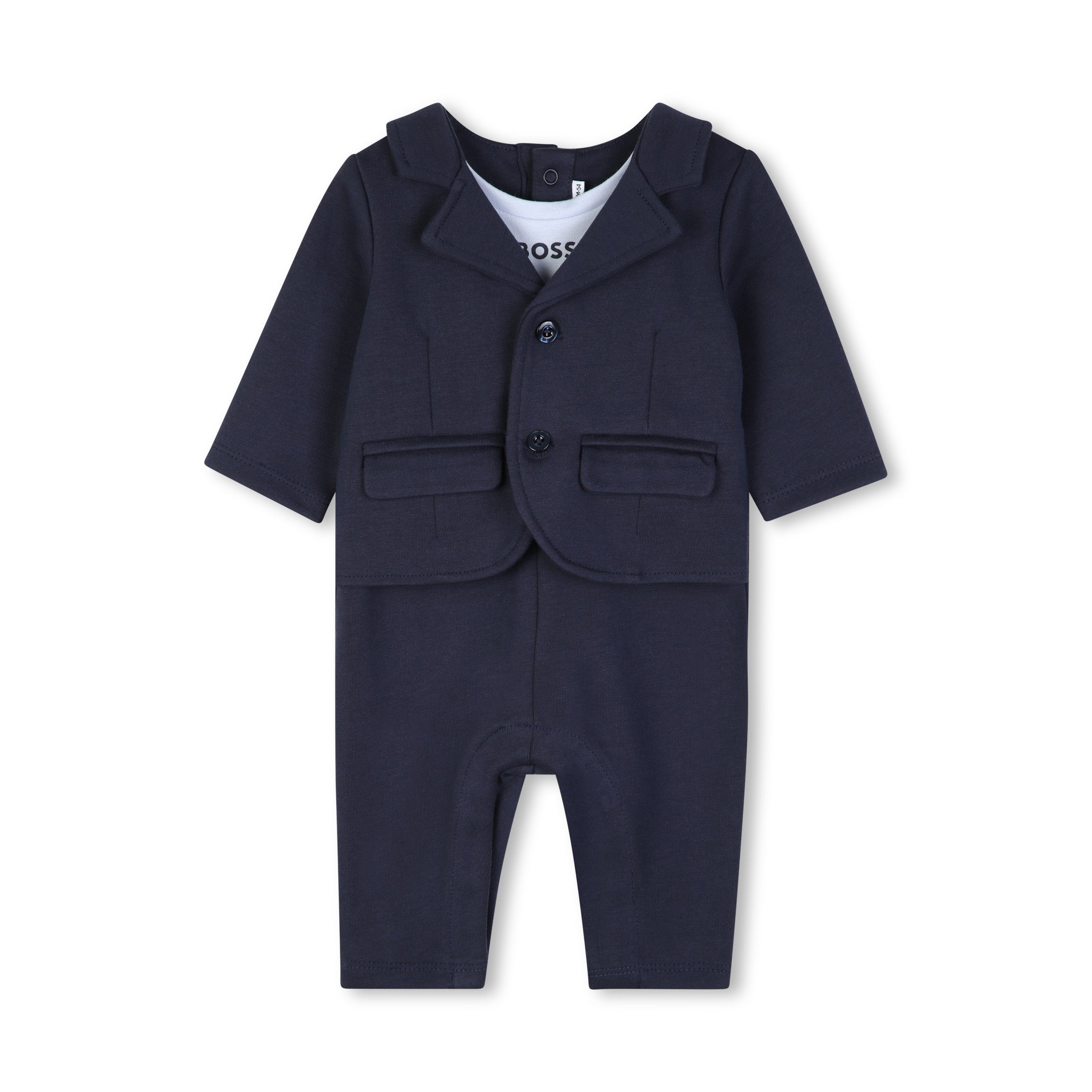 Boss-3-In-1 Effect Suit. Organic Cotton Jersey,2 Fake Flap Pockets On The Front. Navy