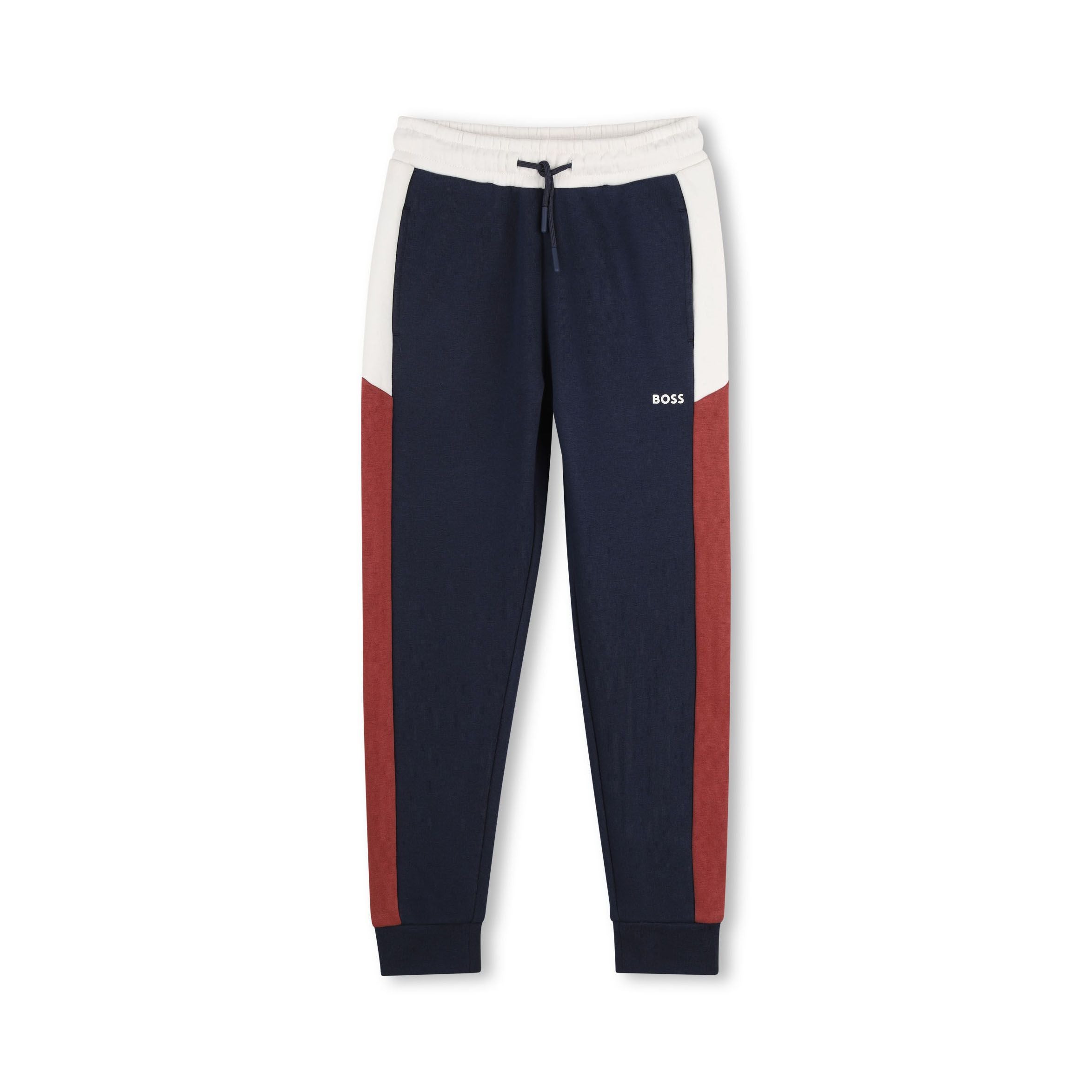 Boss-Boys Sweatpants With Color Contrast On Sides Navy