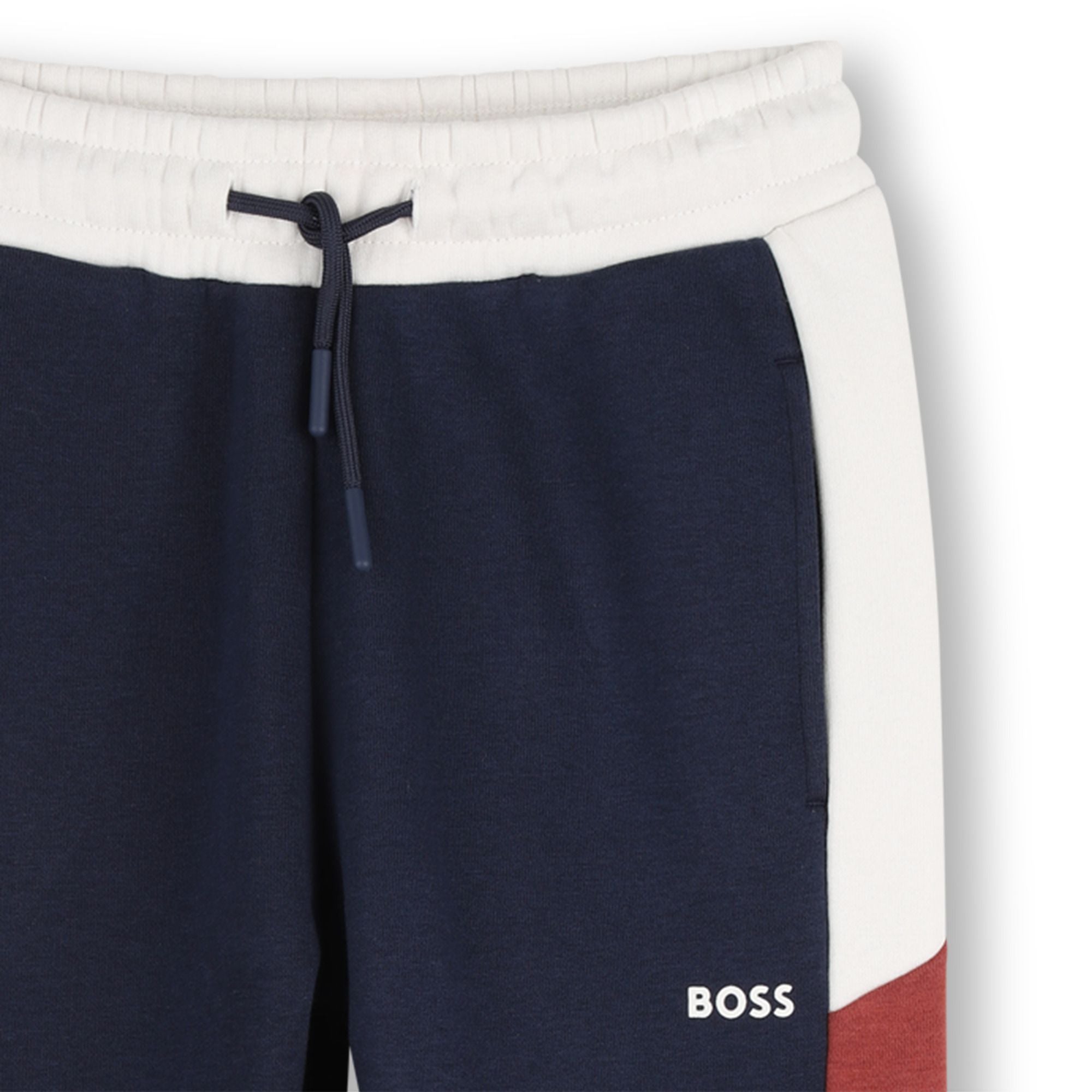 Boss-Boys Sweatpants With Color Contrast On Sides Navy