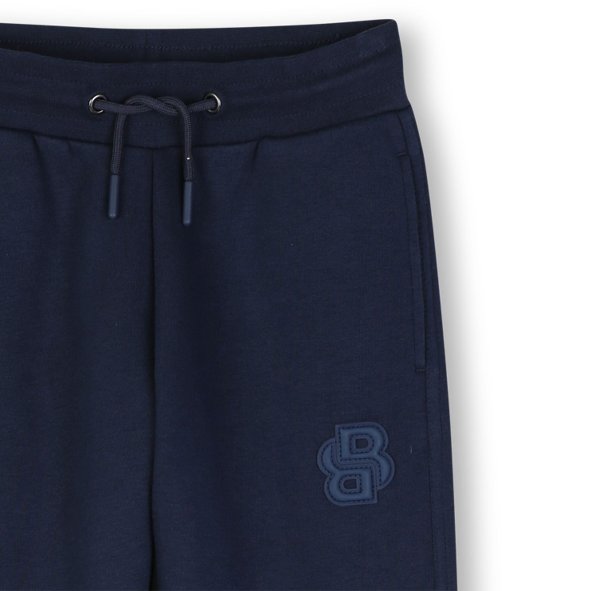 Boss-Boys Sweatpants With Double B Logo Patch Navy