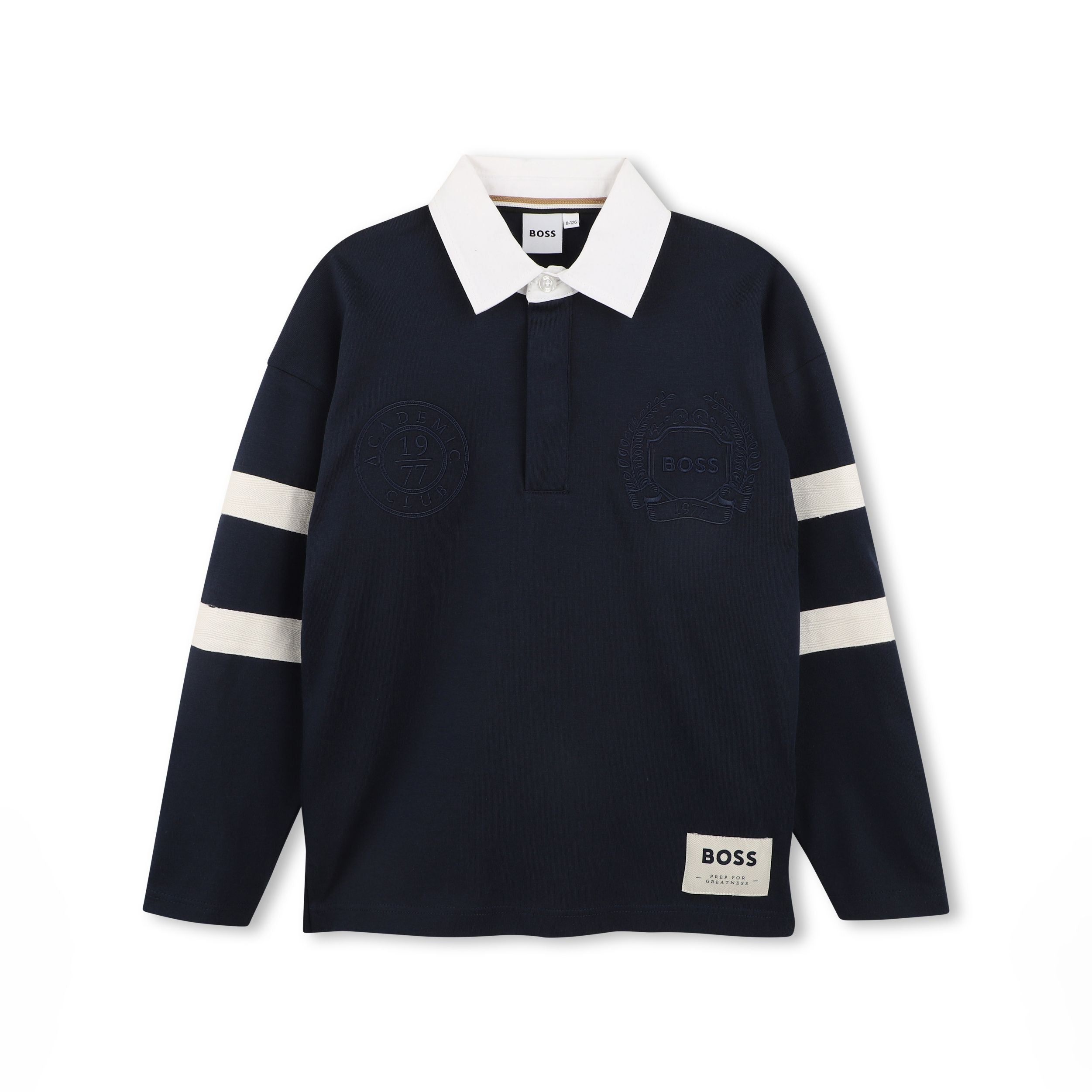 Boss-LS Polo W/ Academia Embroidered Logo Navy