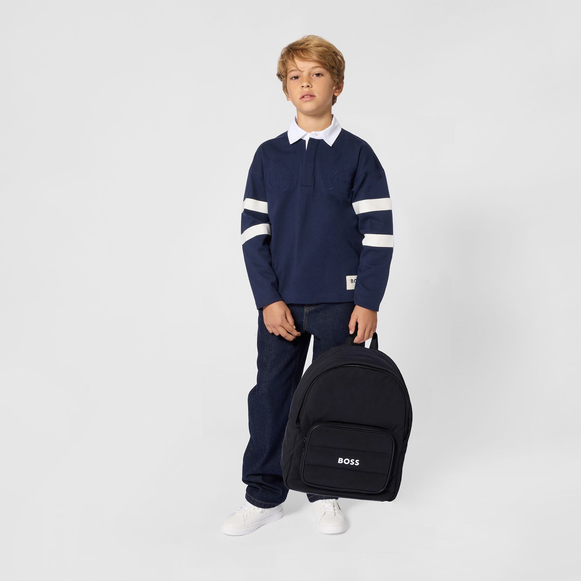 Boss-LS Polo W/ Academia Embroidered Logo Navy