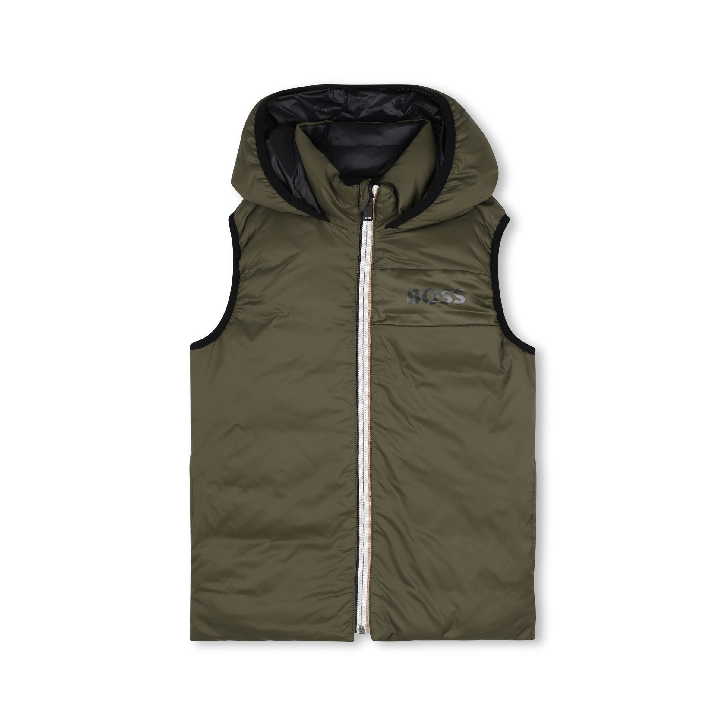 Boss-Boys Reversible Hooded Down Vest Olive Night