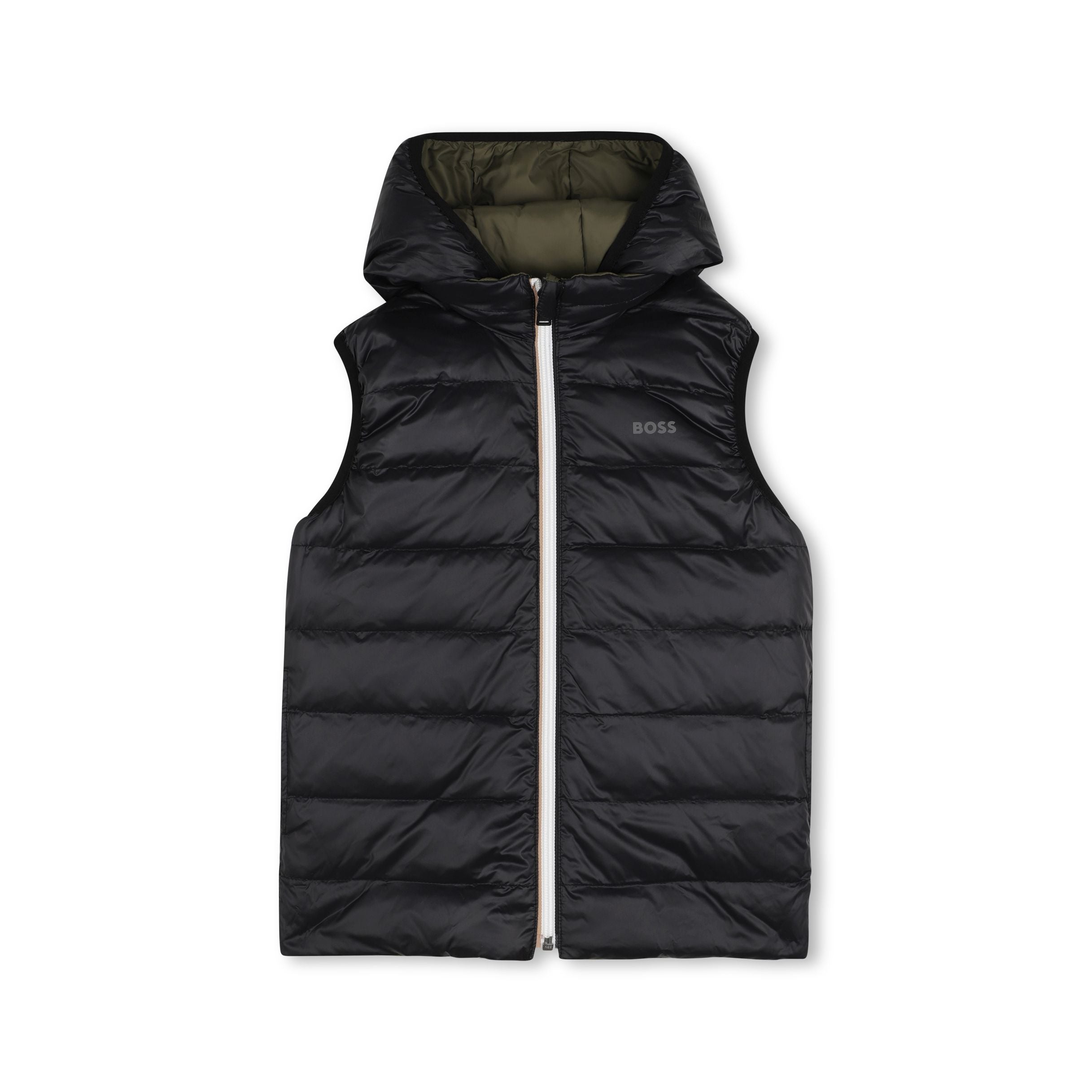 Boss-Boys Reversible Hooded Down Vest Olive Night