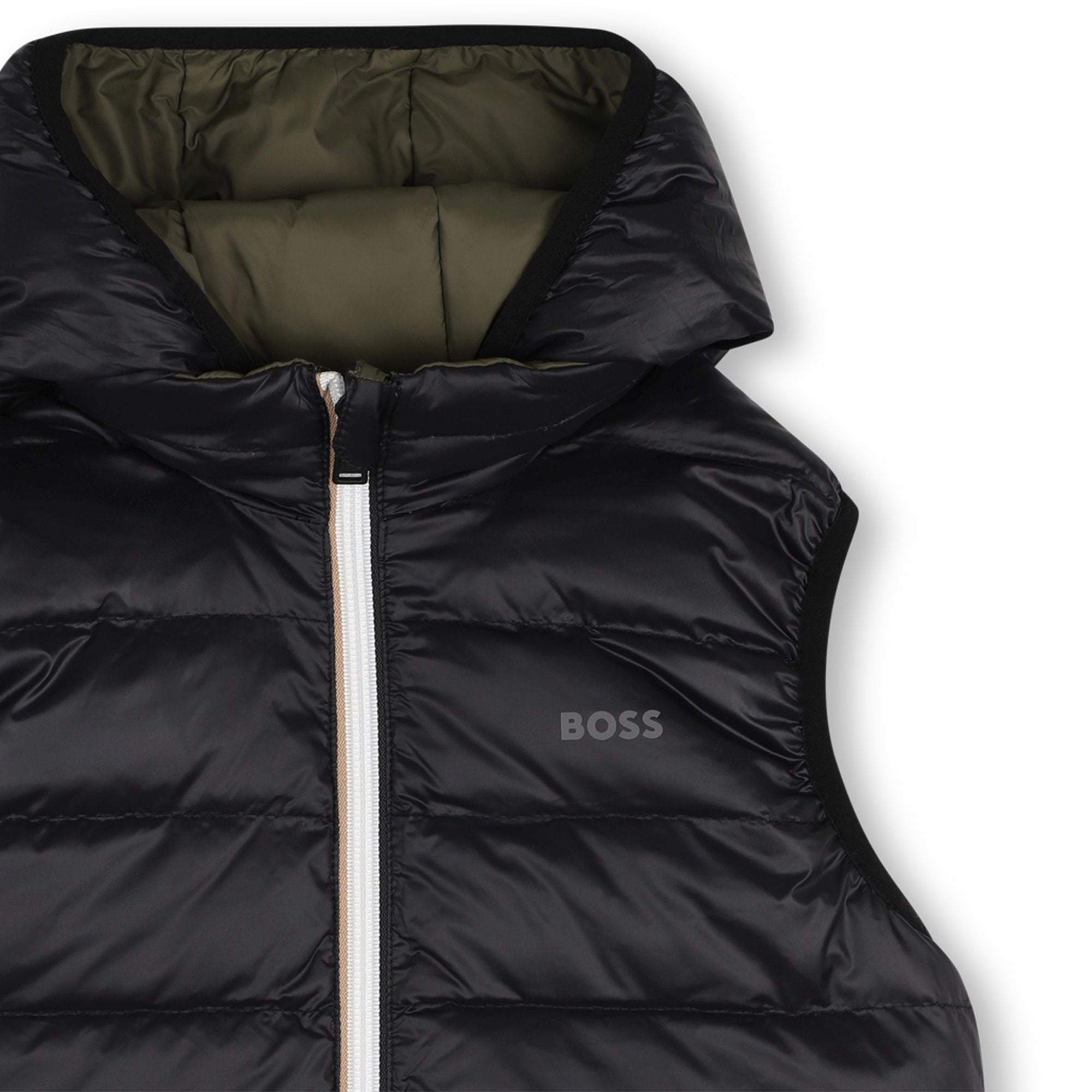 Boss-Boys Reversible Hooded Down Vest Olive Night