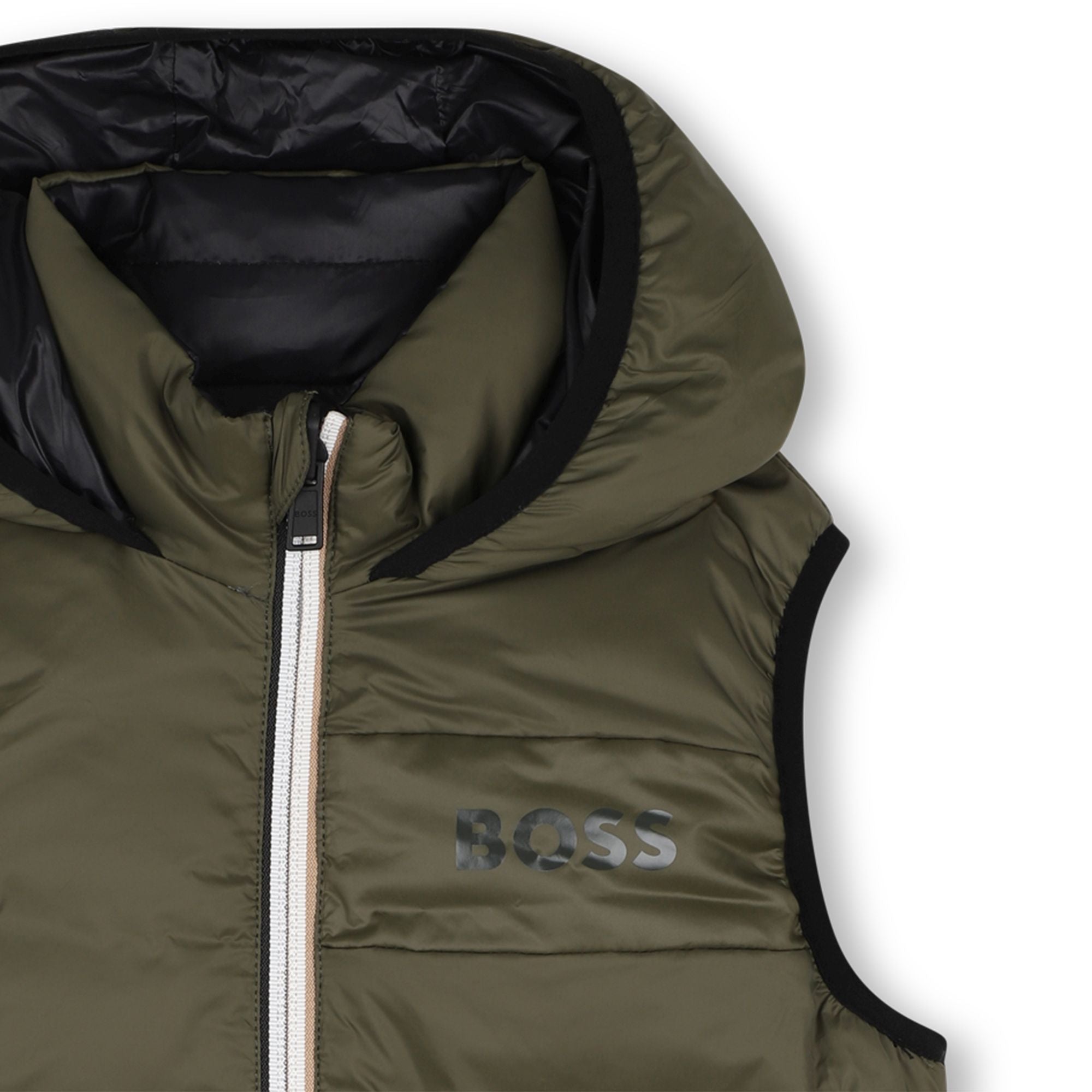 Boss-Boys Reversible Hooded Down Vest Olive Night