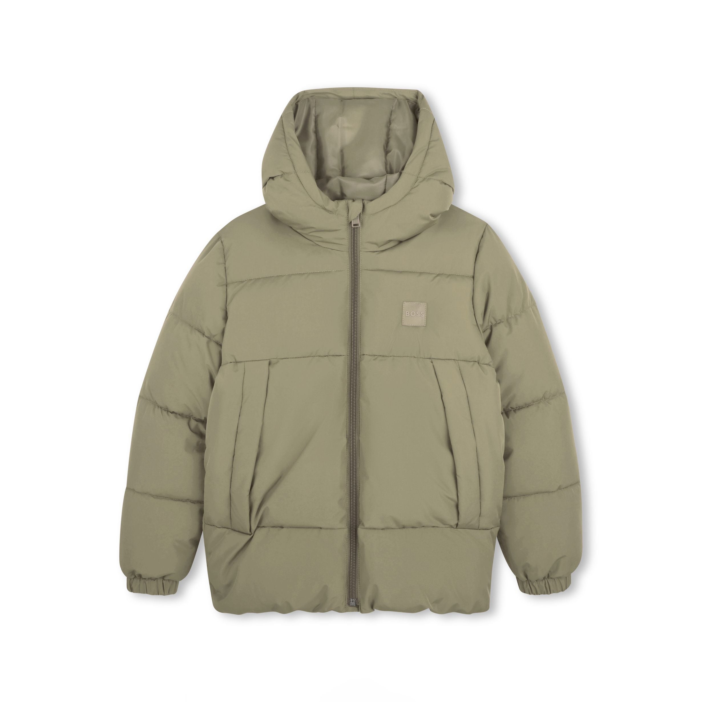 Boss-Boys Hooded Puffer With Elasticated Cuffs Elm