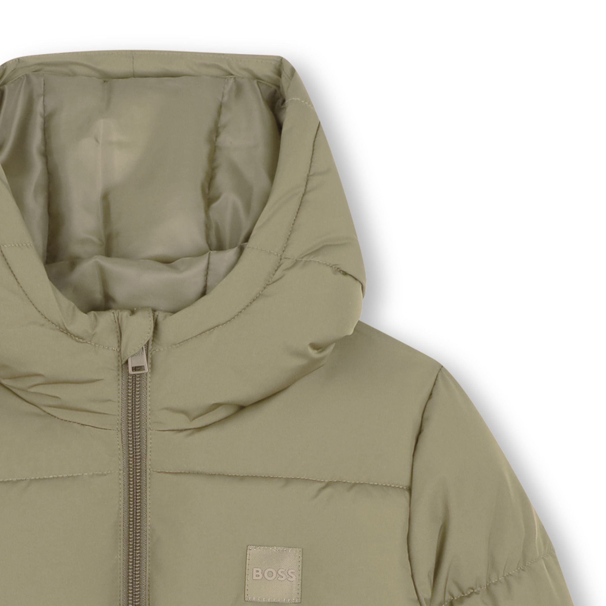 Boss-Boys Hooded Puffer With Elasticated Cuffs Elm