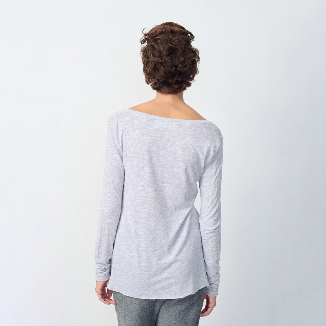 American Vintage-Women T-Shirt Trapeze ML Col V Jacksonville Polaire Chine