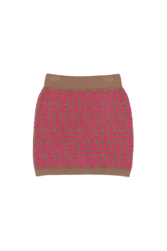 GIRL KNITTED SKIRT WITH FF ALLOVER PATTERN