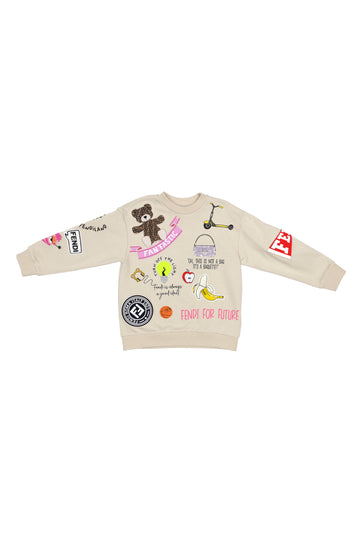 GIRL LS SWEATSHIRT WITH ALLOVER PATCHES