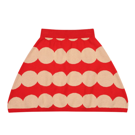Dot Knit Skirt-RED