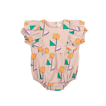 Orange Flower Baby Suit-BEIGE