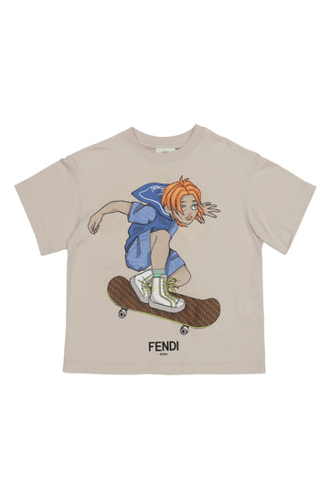 BOY SS TEE WITH BOY ON A SKATEBOARD AND FF
DETAIL