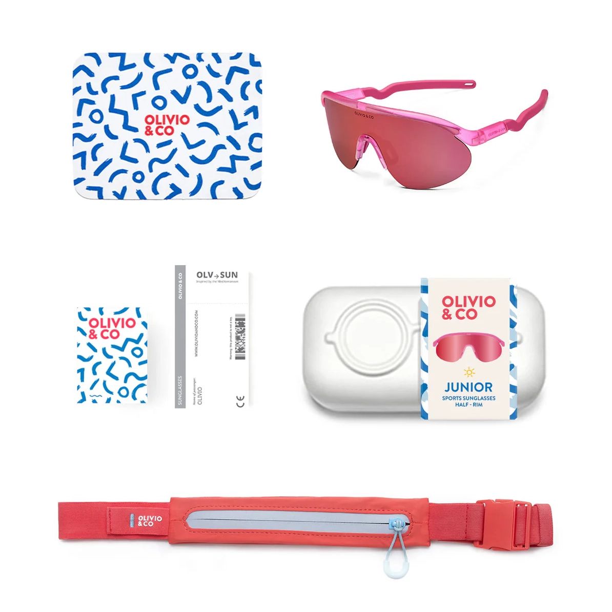 Olivio & Co-Junior Half-Rim Sports Sunglasses Flamingo Pink