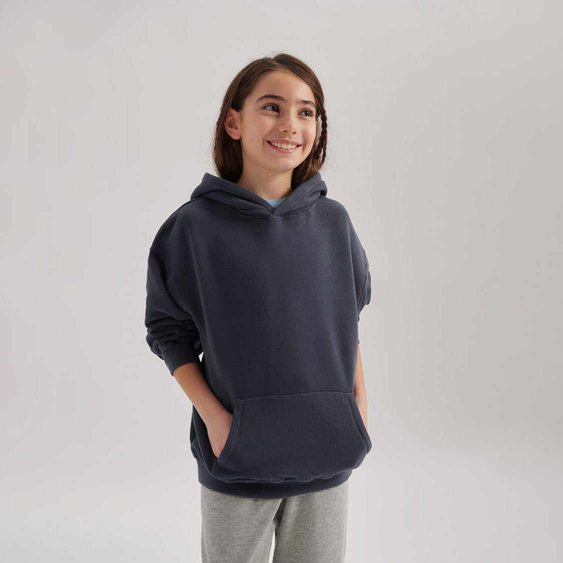 American Vintage-Kids Sweat ML Capuche Obscurite