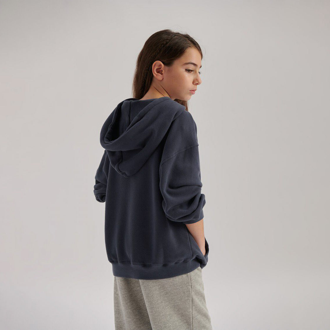 American Vintage-Kids Sweat ML Capuche Obscurite